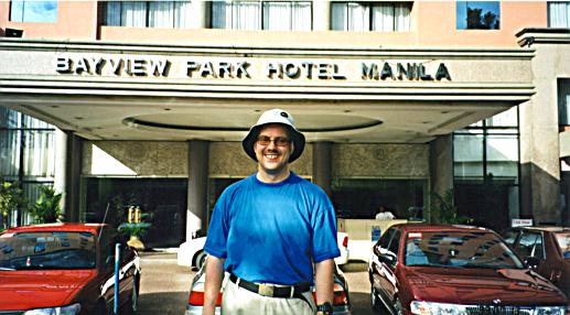 MrC outside Bayview Park Hotel in Manila